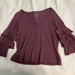 american eagle ruffle sleeve top